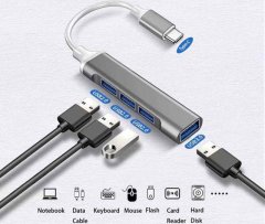 PremiumCord Hub USB-C na USB3.2 A + 3x USB2.0 A, hliníkové púzdro