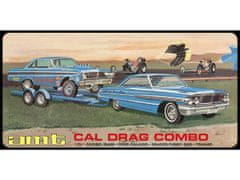 shumee Plastový model – súprava 3v1 auto + auto + príves 1:25 palcový Drag Combo 1964 Galaxie, AWB Falcon a príves