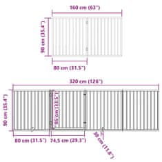 Vidaxl Brána pre psa s dverami sklad. 12 panelov 960 cm topoľové drevo