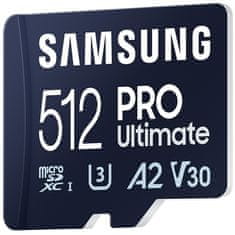 SAMSUNG Paměťová karta Micro SDXC 512GB PRO Ultimate + SD adaptér