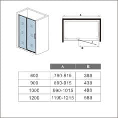 H K Sprchové dvere BLACK SAFIR B5 90, jednokrídlové s pevnou stenou 89-91 x 185