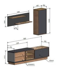 Bývaj s nami SK MEMORY malá obývacia stena, dub san Marino/antracit