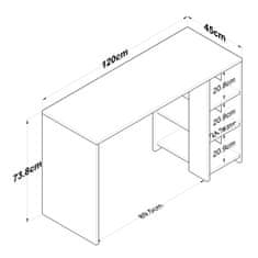 VerDesign HALIX písací stôl s regálom, antracit/orech