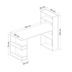 VerDesign CANES písací stôl s regálom, dub / antracit