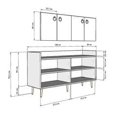 VerDesign RENO komoda na nožičkách, biela / dub