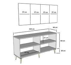 VerDesign RONDO komoda na nožičkách, antracit/orech/strieborná