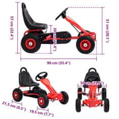 Vidaxl Detská šľapacia motokára s pneumatikami, červená