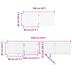 Vidaxl Brána pre psa s dverami sklad. 6 panelov 480 cm topoľové drevo