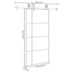 Vidaxl Posuvné dvere s kovaním ESG sklo a hliník 102,5x205 cm