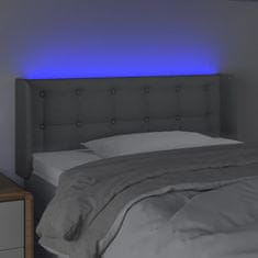 Vidaxl Čelo postele s LED bledosivé 103x16x78/88 cm látka