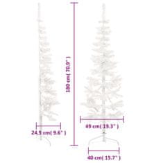 Vidaxl Umelý vianočný polovičný stromček s podstavcom biely 180 cm