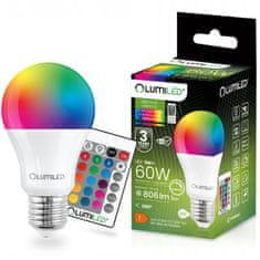 LUMILED LED žiarovka E27 A60 9W = 60W 806lm RGBW Stmievateľná Inteligentná