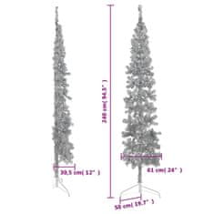 Vidaxl Umelý vianočný polovičný stromček s podstavcom strieborný 240cm