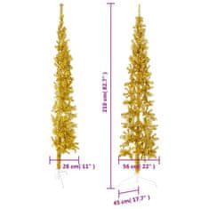 Vidaxl Umelý vianočný polovičný stromček s podstavcom zlatý 210 cm
