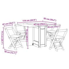 Vidaxl 5-diel. jedálenská súpr. Corona skladacia voskovohnedá borovica
