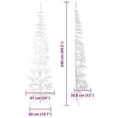 Vidaxl Umelý vianočný polovičný stromček s podstavcom biely 240 cm