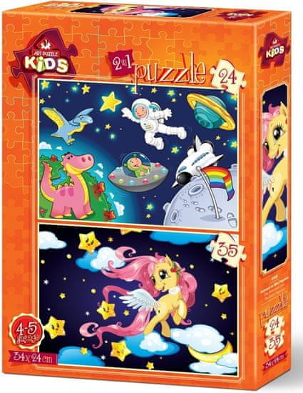 Art puzzle Puzzle Astronaut a Mláďa Pegasa 24+35 dielikov