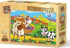 Art puzzle Drevené puzzle Kravička s kvetinami 25 dielikov