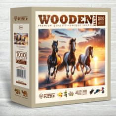 Wooden city Drevené puzzle Divoké kone na pláži 1010 dielikov