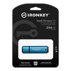 Kingston IronKey Vault Privacy 50/256GB/USB 3.2/USB-A/Modrá