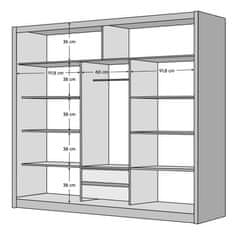 KONDELA Šatníková skriňa s posuvnými dverami Ladder 250 - čierna / dub craft