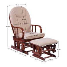 KONDELA Hojdacie kreslo s podnožkou Talman - orech / béžová