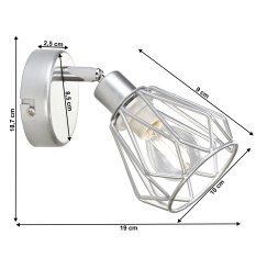 KONDELA Lampa na stenu Okira Typ 2 - strieborná