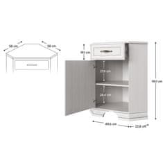 KONDELA Rohová komoda Tiffy 1D1S - woodline krém