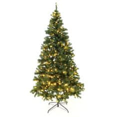 KONDELA Vianočný stromček s osvetlením Christmas Typ 5 LED450 220 cm - zelená