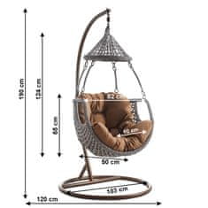 KONDELA Závesné hojdacie kreslo Luanda - hnedá / sivohnedá