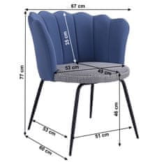 KONDELA Dizajnové kreslo Nelin - čiernobiela / modrá / čierna