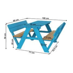 KONDELA Drevený detský záhradný set Abalo - modrá / prírodná