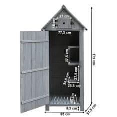 KONDELA Drevený záhradný domček na náradie Zenta - sivá