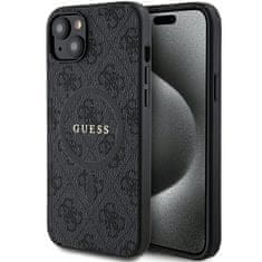 Guess Zadný kryt 4G Collection Leather Metal Logo MagSafe GUHMP15SG4GFRK pre iPhone 13-14-15 black