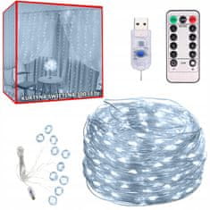 Verk  26018 Vianočný svetelný záves USB, 300 LED, diaľkové ovládanie, studená biela 3 x 3 m