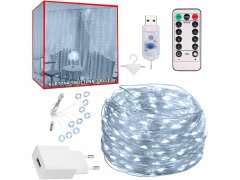 Verk  26206 Vianočný svetelný záves USB, 300 LED, diaľkové ovládanie, studená biela 3 x 3 m