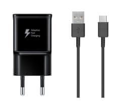 SAMSUNG Cestovná nabíjačka EP-TA200EBE + EP-DR140ABE 15W + kábel USB-C čierna (OOB Bulk)