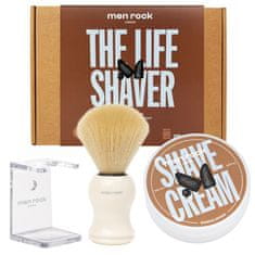 shumee Krém na holenie Life Shaver Sandalwood set 100 ml + štetka na holenie + stojan na kefu