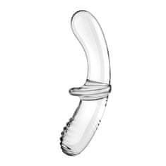 shumee Dvojité krištáľové sklenené dildo Transparent