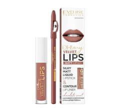 shumee Oh! Sada My Velvet Lips Liquid Matt Lip Kit: matný tekutý rúž 4,5 ml + tužka na pery 1ks 12 Praline Eclair