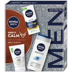 shumee Men Keep It Calm sada ochranného krému na tvár 75ml + gél na umývanie tváre 100ml + sprchový gél 3v1 250ml