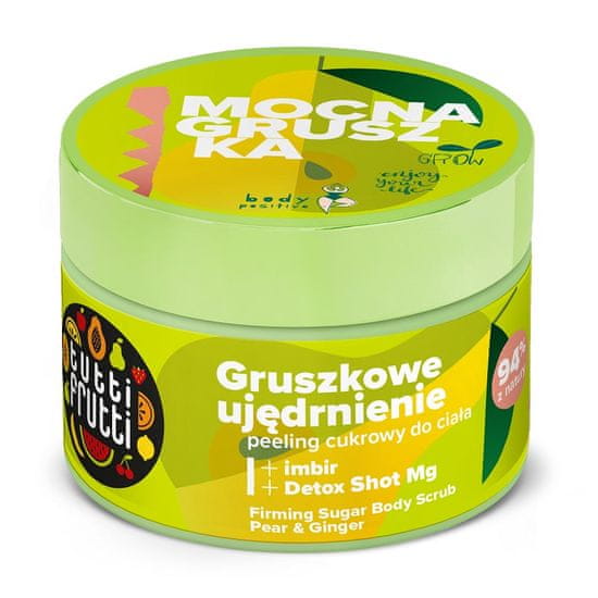 shumee Tutti Frutti spevňujúci cukrový telový peeling Hruška a zázvor + Detox Shot Mg 300g