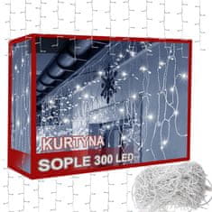 Verk  26212 Vianočný svetelný záves 300 LED, 10m, studená biela