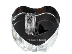 Artdog Yorkshirský teriér, York, York, Yorkie - fotografia psa v krištáli, krištáľové srdce, jedinečný fotorámik od Art-Dog