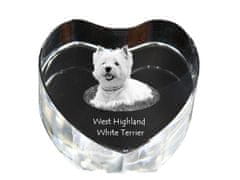 Artdog West Highland White Terrier, Westie - fotografia psa v krištáli, krištáľové srdce, jedinečný fotorámik od Art-Dog