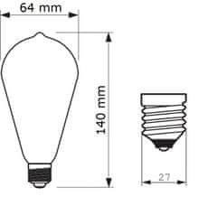 Philips Philips Vintage LED filament žiarovka E27 ST64 7W (40W) 470lm 1800K nestmievateľná, zlatá