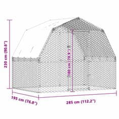 Vidaxl Klietka pre sliepky+strecha a dvierka, strieborná, pozink. oceľ