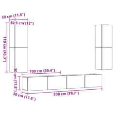 Vidaxl 4-dielna súprava nástennej TV skrinky, kompozitné drevo
