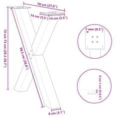 Vidaxl Nohy jedálenského stola X-Shaped 2 ks Biela 70x(72-73) cm