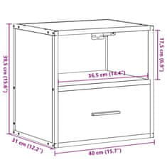 Petromila vidaXL Nástenný nočný stolík dymový dub 40x31x39,5 cm
